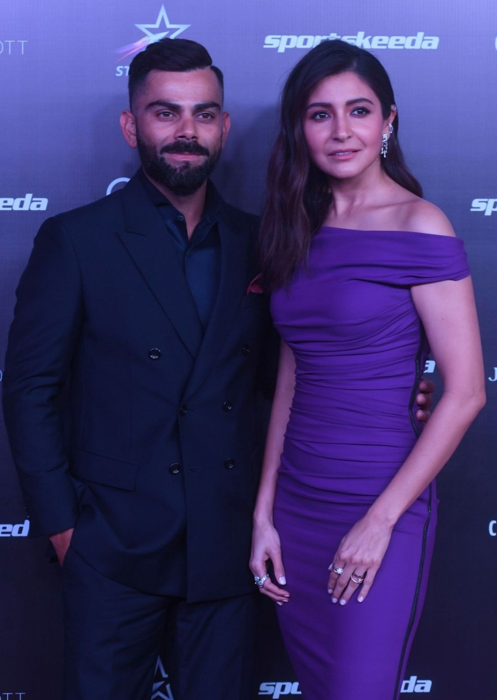 Mumbai:Indian Cricketer Virat Kohli with his wife and actress Anushka Sharma pose during Indian sports honours award in mumbai on thursday March 23,2023.(Photo:IANS)